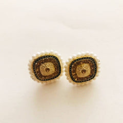 White Gold-Plated Square Studs