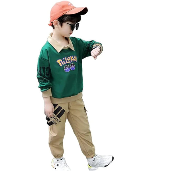 Full Sleeves  Printed O Neck Sweatshirt Attached collar with Printed Pants From 3-11 years