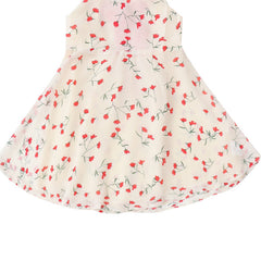 Breezy White Sleeveless Floral Printed Casual Dress From 3-9 Years