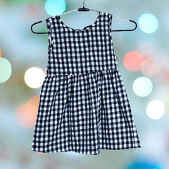 Sleeveless Checkered Dress with Ribbon From 1-5 Years