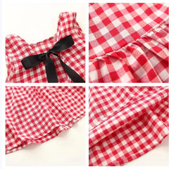 Sleeveless Checkered Dress with Ribbon From 1-5 Years