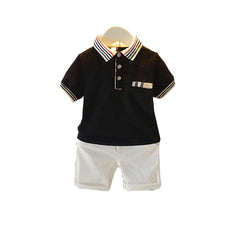 White Collared Half Sleeves T-Shirt & Shorts From 1-6 Years