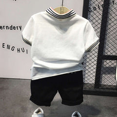 White Collared Half Sleeves T-Shirt & Shorts From 1-6 Years