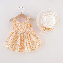 Peach Sleeveless Printed Frock With Hat
From 9 Months-4 Years