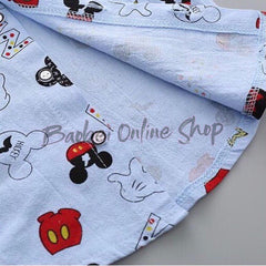 Cartoon Print Front Button Half Sleeves Shirt With Shorts From 9 Months-4 Years