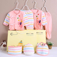 Cartoon Printed Clothing Set Of 7 Pieces For Infants (New Borns)