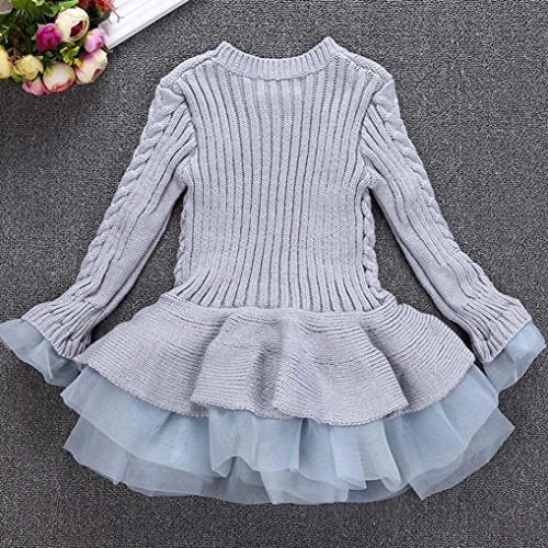 Full Sleeves Crochet Net Fit and Flare Knitted Dress From 2-7 Years