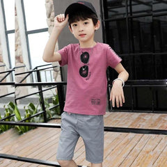 Half Sleeves Goggle Print T-Shirt With Shorts From 3-9 Years