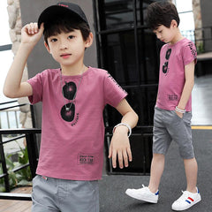 Half Sleeves Goggle Print T-Shirt With Shorts From 3-9 Years