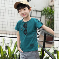 Half Sleeves Goggle Print T-Shirt With Shorts From 3-9 Years