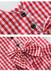 Short Sleeves Peter Pan Collar Checked Dress From 3-9 Years