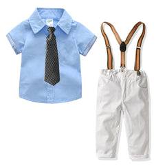 Blue n White Half Sleeves Shirt & Suspender Trouser From
9 Months -6 Years