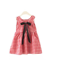 Sleeveless Checkered Dress with Ribbon From 1-5 Years