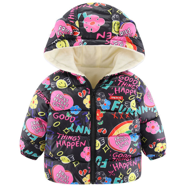 Multicolour Full Sleeves Solid Padded Ear Hooded Jacket From 9 Months-6 Years