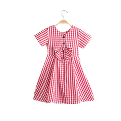 Short Sleeves Peter Pan Collar Checked Dress From 3-9 Years