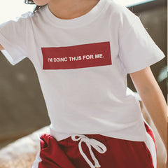 Half Sleeves Text Printed Tee With White Stripes Print Pant From 3-9 Years