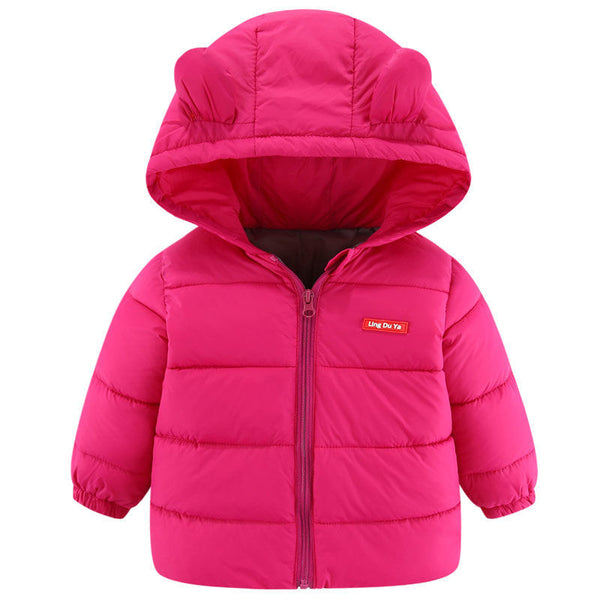 Full Sleeves Solid Padded Ear Hooded Jacket From 9 Months-5 Years