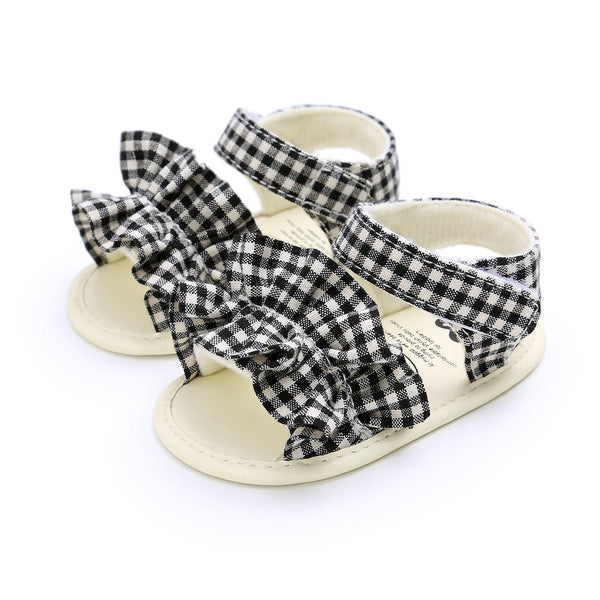 White n Black Checks Sandals Style Booties From 3 Months-12 Months