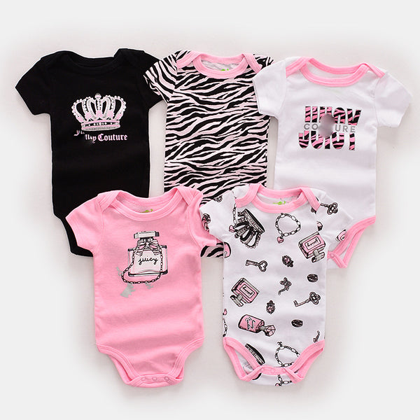 Multicolour Pack of Five Half Sleeves Printed Multicolour Onesies From 3-12 Months