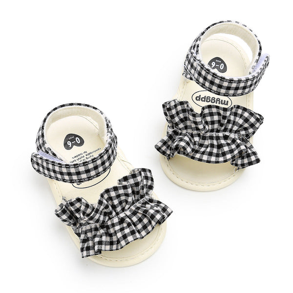 White n Black Checks Sandals Style Booties From 3 Months-12 Months