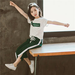 Half Sleeves Text Printed Tee With White Stripes Print Pant From 3-9 Years