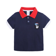 Red Collared Half Sleeves Blue T-Shirt & White Shorts Set 
From 1-6 Years