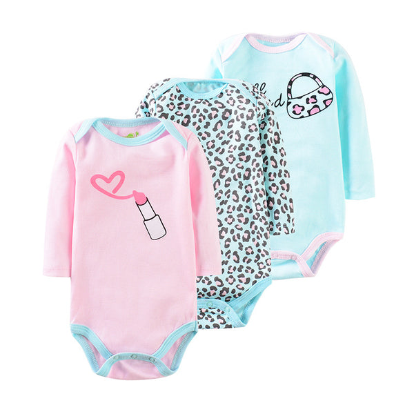 Multicolour Pack of Three Full Sleeves Printed Blue & Pink  Onesies From 3-12 Months