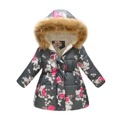 Full Sleeves Solid Padded Printed Faux Fur Hooded Jacket From 3 Years-8 Years