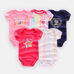 Multicolour Pack of Five Half Sleeves Printed Multicolour Onesies From 3-12 Months