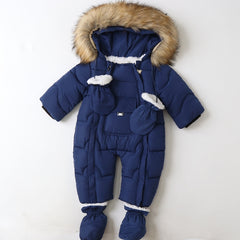 Full Sleeves Winter Hooded Snowsuit Style With Detachable Feet & Hand Gloves For Infants From  6 Months-24 Months