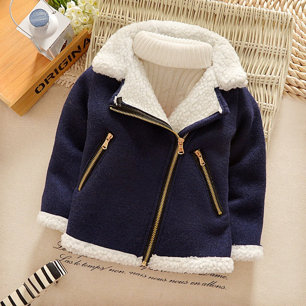 Full Sleeves Down Collar Warm Fleece Zip Detail Jacket From 9 Months-4 Years