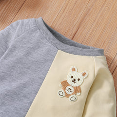 Full Sleeves Colour Blocked Bear Design Top With Harem Pants From 3-18 Months