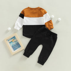 Full Sleeves Brown White And Black Pullover With Lounge Pants Set From 9 Months- 5 Years