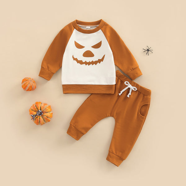 Full Sleeves Double Colour Tone Halloween Casual Pullover & Loungewear Set From 9 Months - 5 Years