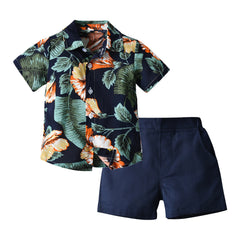 Half Sleeves Hawaiian Style Graphic Print Summer Shirt & Shorts Set From 3 Months - 6 Years