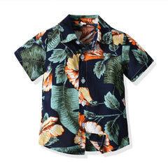 Half Sleeves Hawaiian Style Graphic Print Summer Shirt & Shorts Set From 3 Months - 6 Years