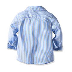 Full Sleeves Gentelman Style Blue  Shirt With Button Front Vest, Pant & Bow Tie From 1-6 Years