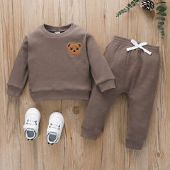 Full Sleeves Embroidered Cartoon Bear Patch Tracksuit Set From 9 Months - 5 Years