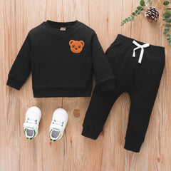 Full Sleeves Embroidered Cartoon Bear Patch Tracksuit Set From 9 Months - 5 Years