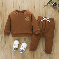 Full Sleeves Embroidered Cartoon Bear Patch Tracksuit Set From 9 Months - 5 Years