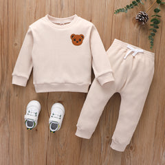 Full Sleeves Embroidered Cartoon Bear Patch Tracksuit Set From 9 Months - 5 Years