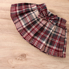 Full Sleeves Ruffle Romper Top With Plaid Bow Attached Skirt & Headband From New-Born - 3 Years