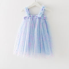 Off Shoulder Accordion Pleated with Corsage Applique Sequin Tulle  Dress From 9 Months-6 Years