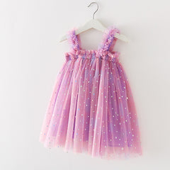 Off Shoulder Accordion Pleated with Corsage Applique Sequin Tulle  Dress From 9 Months-6 Years