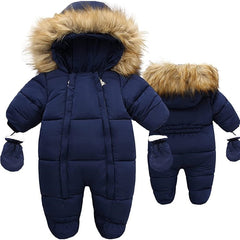 Full Sleeves Winter Hooded Snowsuit Style With Detachable Feet & Hand Gloves For Infants From  6 Months-24 Months