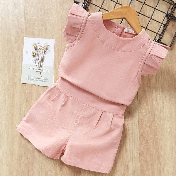 All Pink Short Sleeves Top and Shorts Set From 2-7 Years