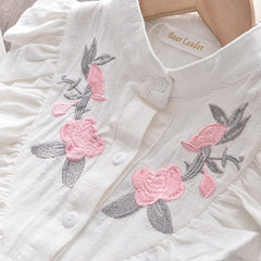 White n Pink Flutter Sleeves Printed Top & Shorts Set From 2-7 Years