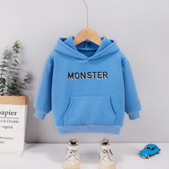 Full Sleeves Front & Back Monster Printed Kangaroo Pocket Hooded Sweatshirt From 9 months-5 Years