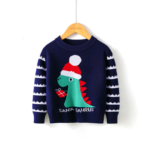 Full Sleeves Santa Dragon Design  Knitted Sweater From 2-7 Years