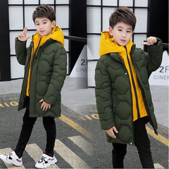 Full Sleeves Thicken Puffer Padded Fake Double Jacket Long Down Winter Snow Coat From 4 Years-8 Years